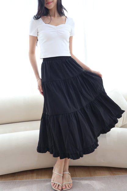 Dazie Ruffle Hem Maxi Skirt In Black