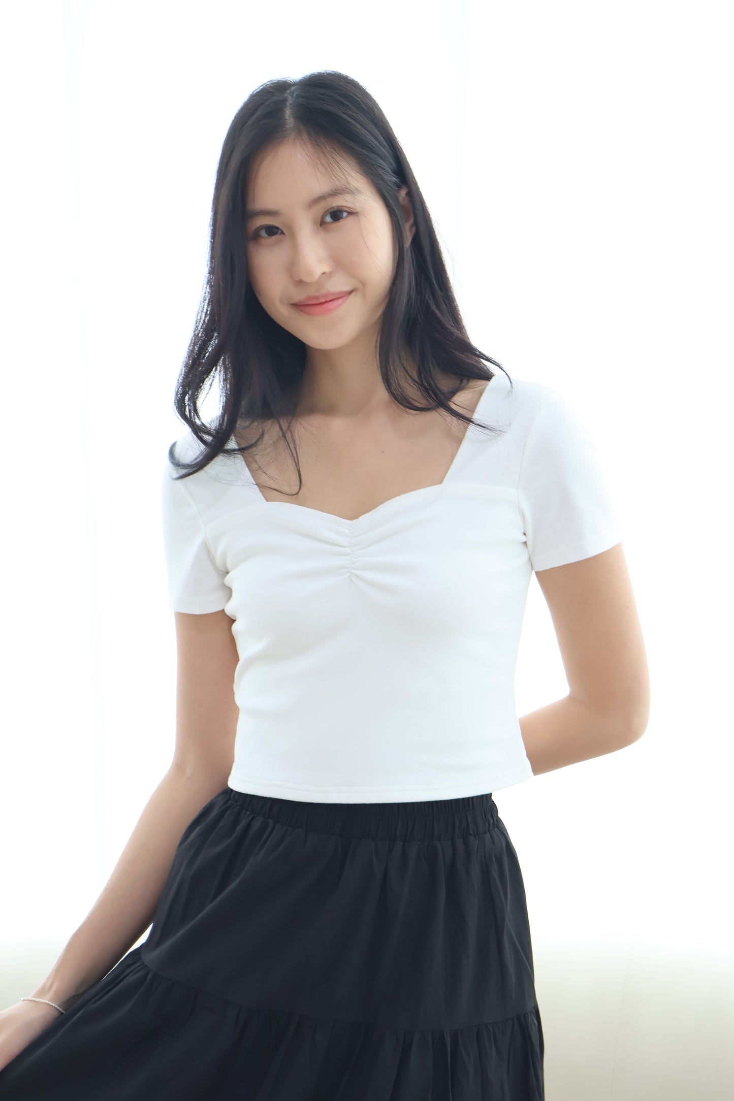 *Bundle* Greta Sweetheart Ruched Top - White/Black/Blue/Olive