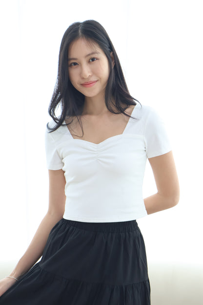 *Bundle* Greta Sweetheart Ruched Top - White/Black/Blue/Olive