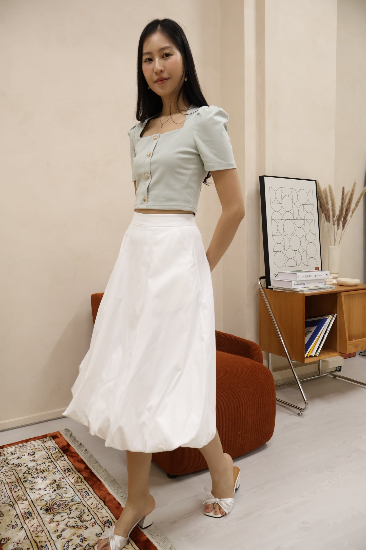 *New Shade* Sharlene Victorian Puff Sleeve Top In Mint