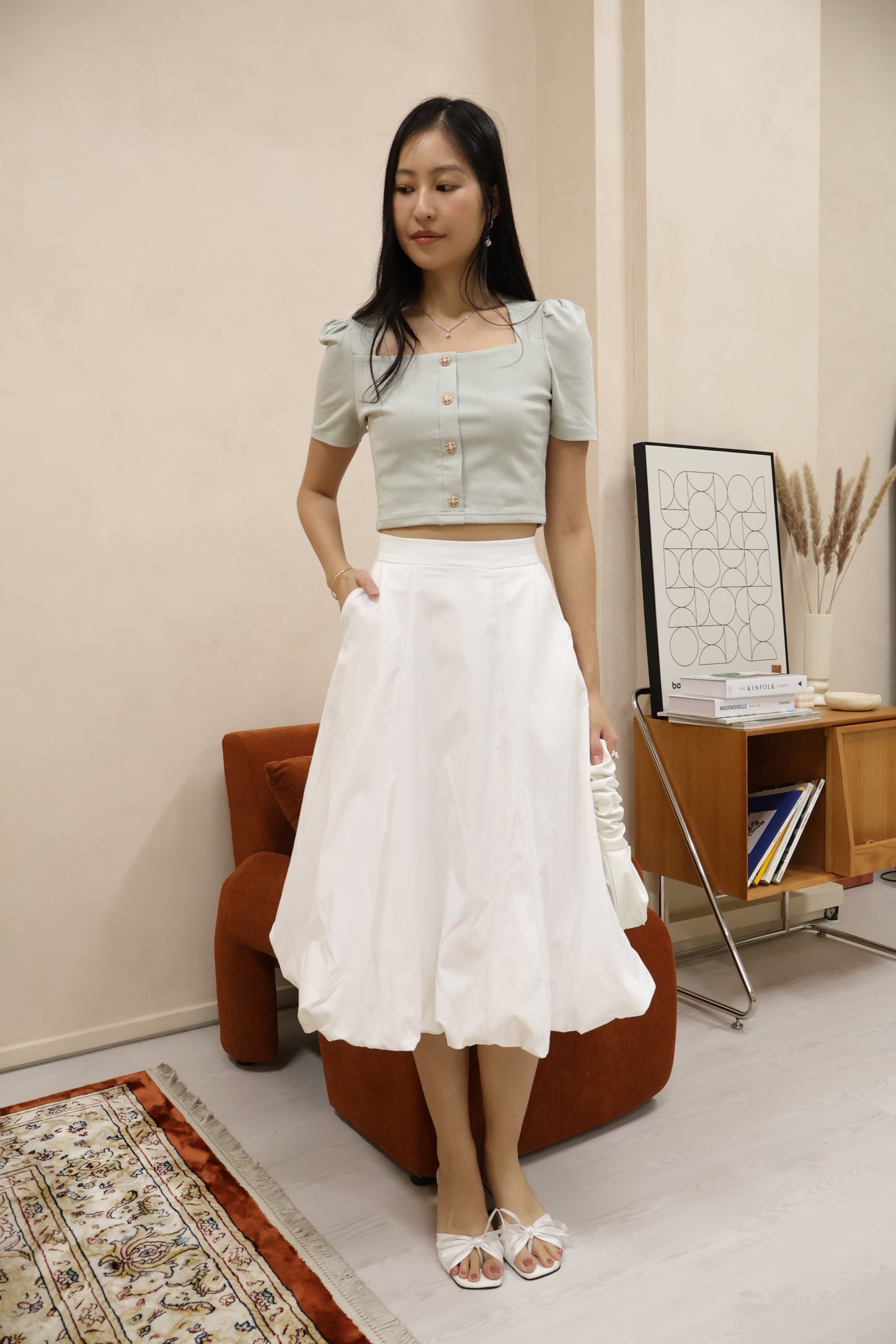 *New Shade* Sharlene Victorian Puff Sleeve Top In Mint