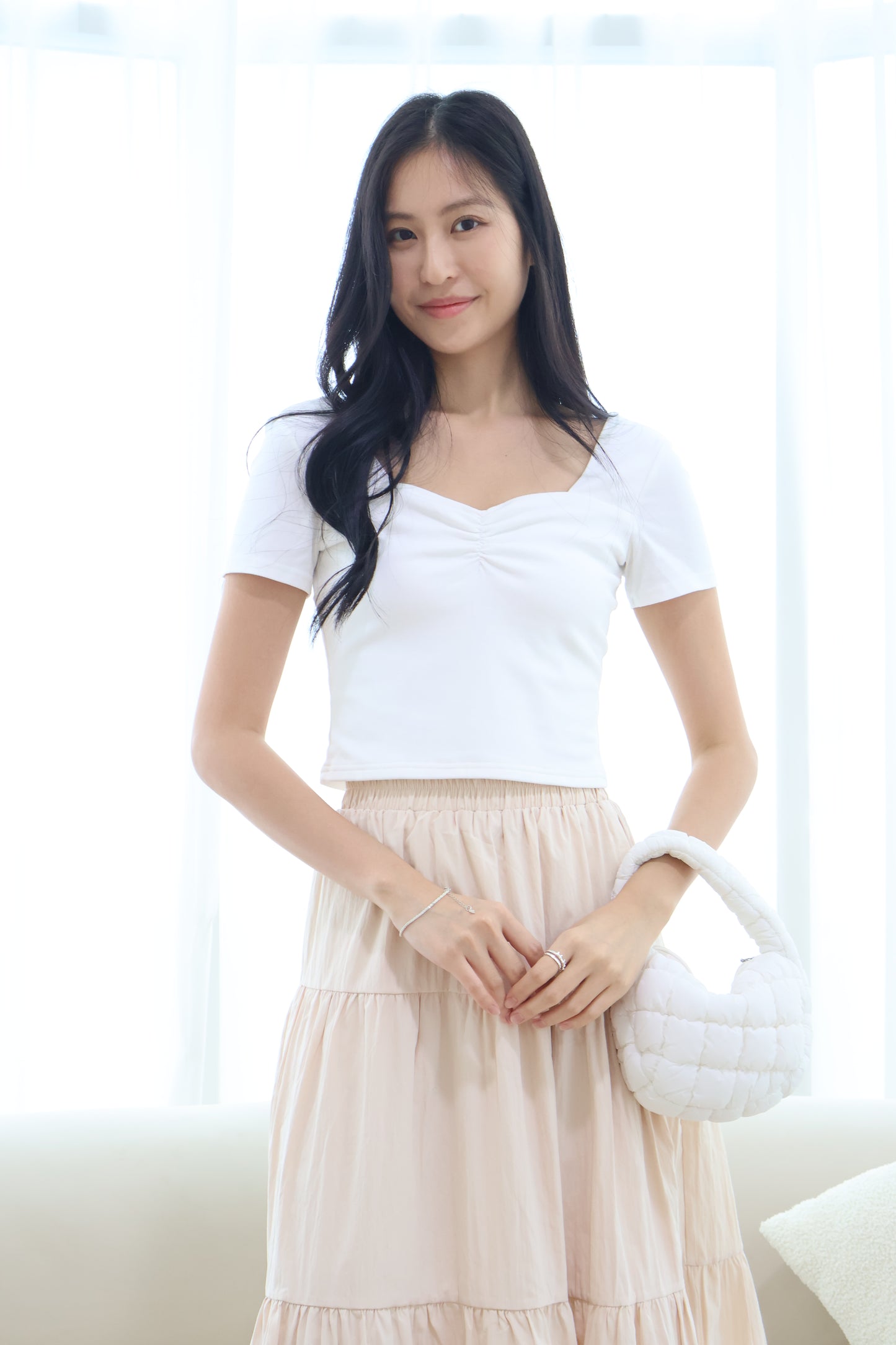 Dazie Ruffle Hem Maxi Skirt In Cream