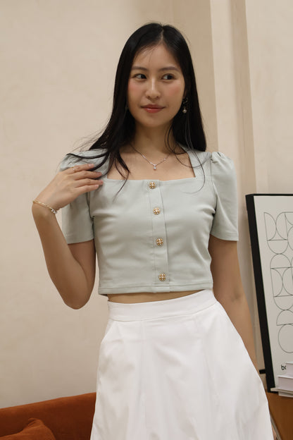 *New Shade* Sharlene Victorian Puff Sleeve Top In Mint