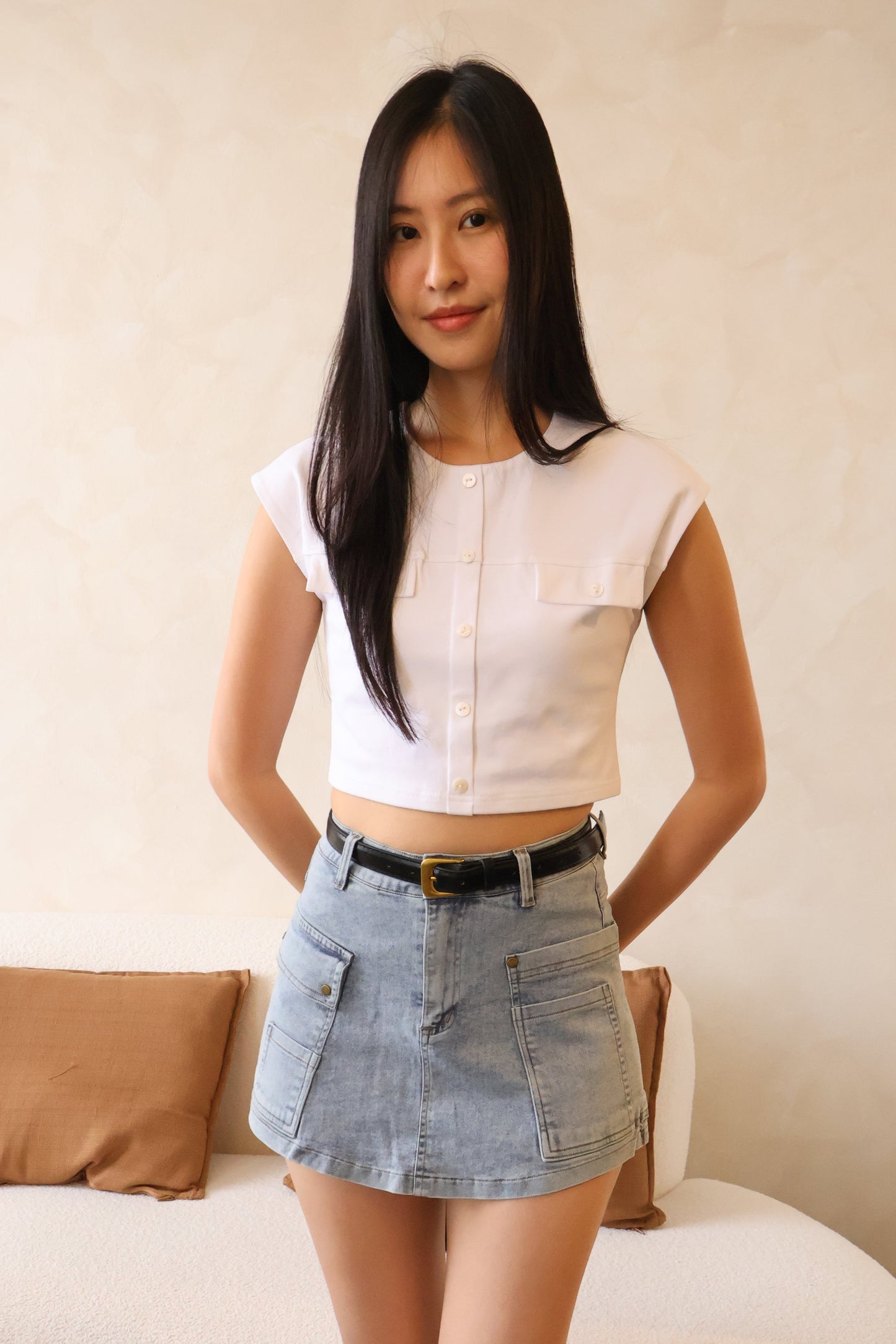 Jesse Button Top In White