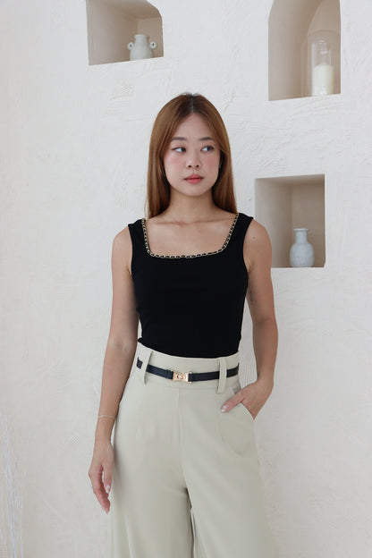 Sonrea Belted High Waist Pants in Khaki