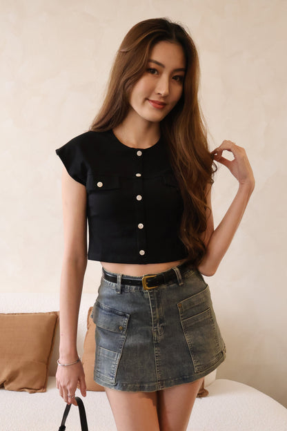 Jesse Button Top In Black