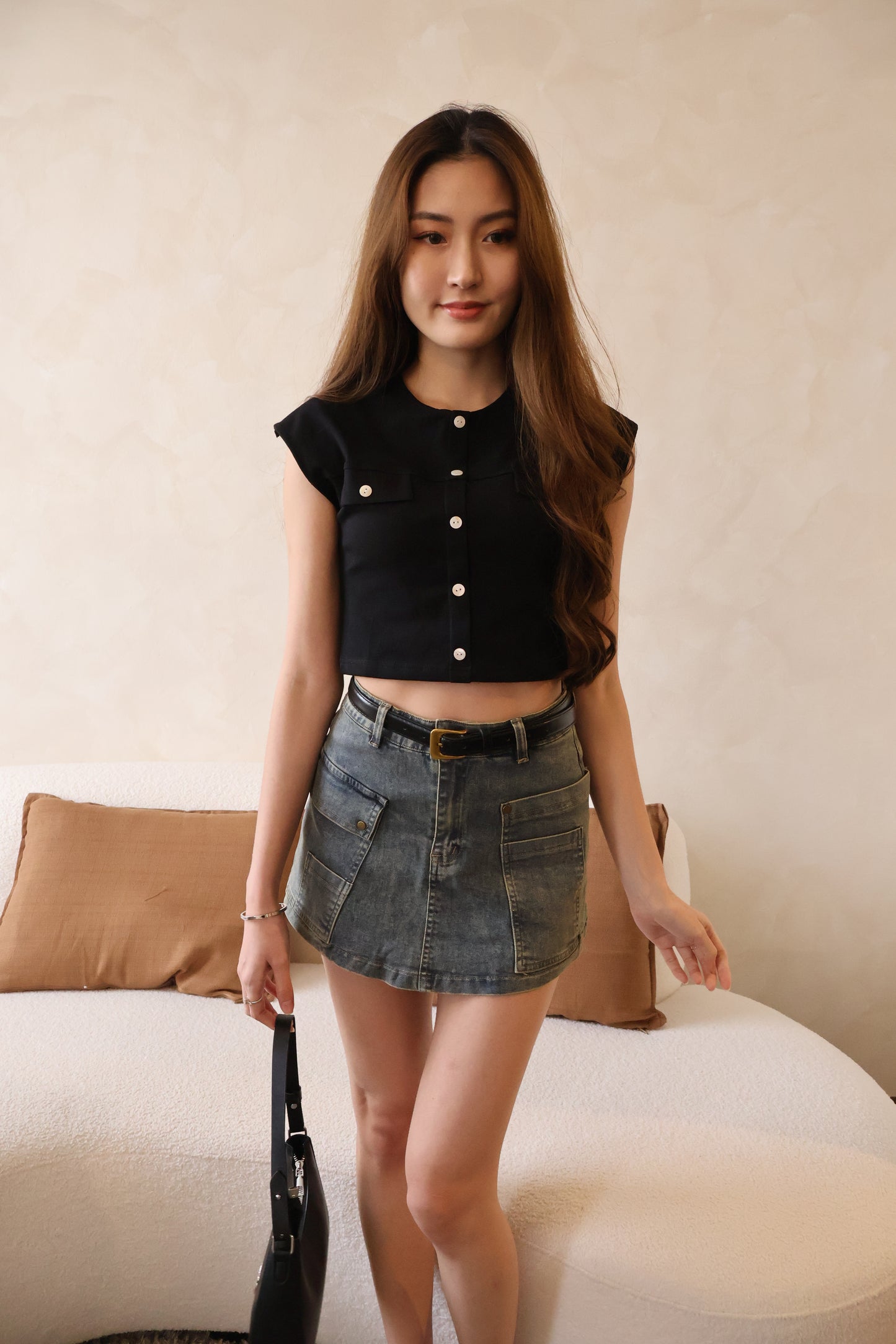 Jesse Button Top In Black