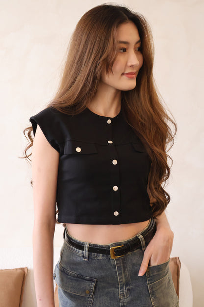 Jesse Button Top In Black