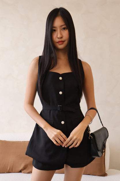 Pauline Pearl Vested Co-Ords Set In Black