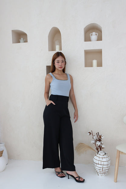 Sonrea Belted High Waist Pants in Black