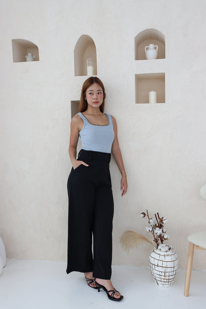 Sonrea Belted High Waist Pants in Black