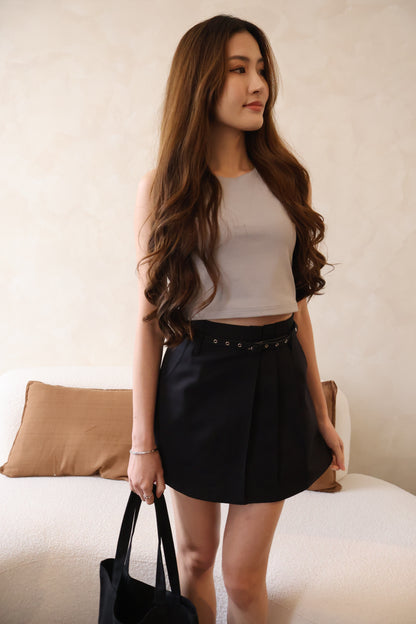 *Restocked* Skylar Pleated Belted Skorts In Black