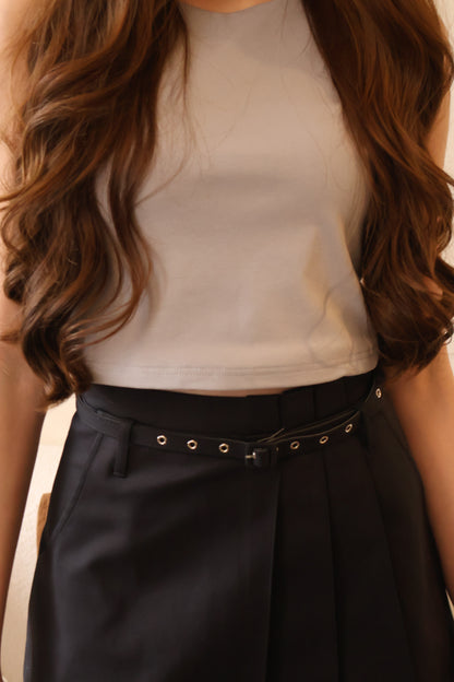 *Restocked* Skylar Pleated Belted Skorts In Black
