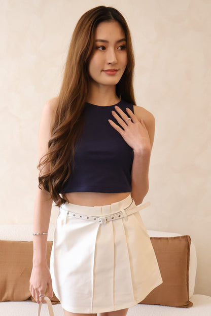 *Restocked* Skylar Pleated Belted Skorts In White