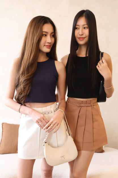 *Restocked* Skylar Pleated Belted Skorts In Brown