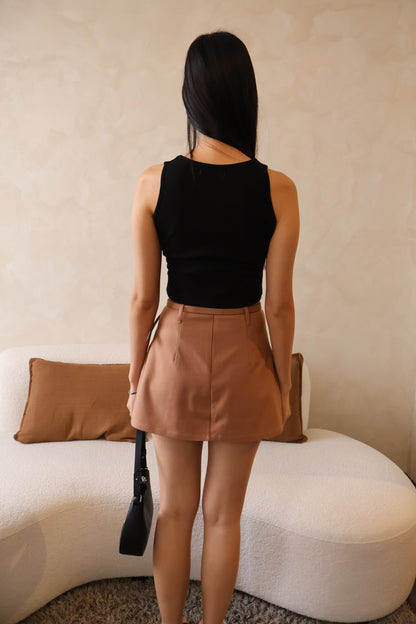 *Restocked* Skylar Pleated Belted Skorts In Brown