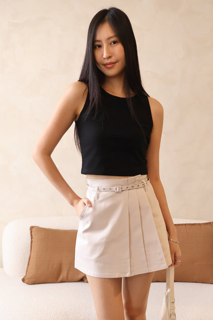 *Restocked* Skylar Pleated Belted Skorts In Light Grey