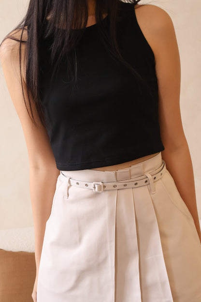 *Restocked* Skylar Pleated Belted Skorts In Light Grey