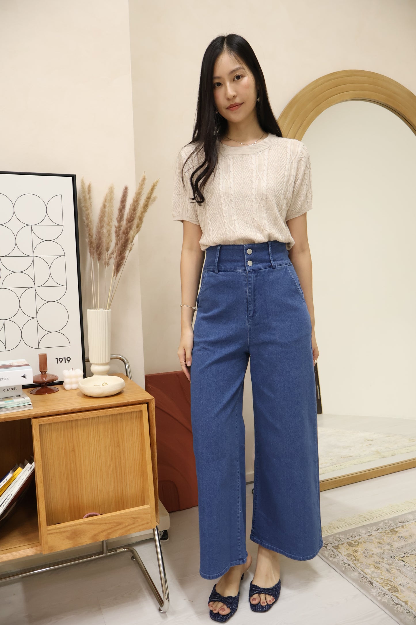 Kerlyn Cable Knit Patterned Top In Oat