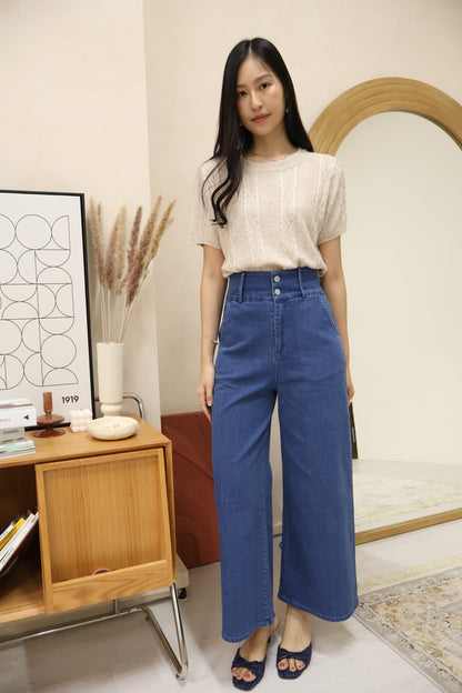 Kerlyn Cable Knit Patterned Top In Oat