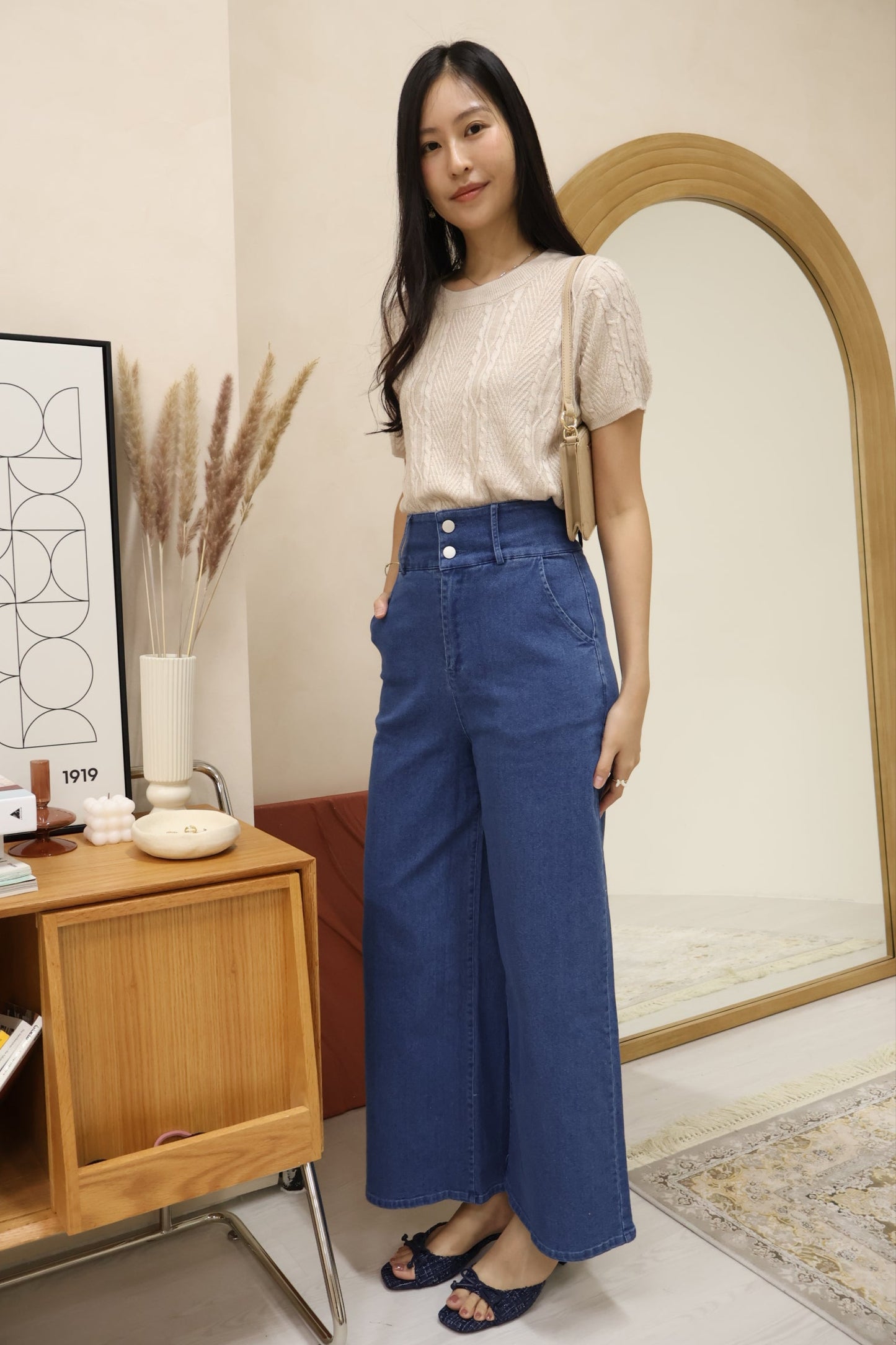 Kerlyn Cable Knit Patterned Top In Oat