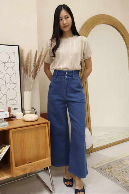 Kerlyn Cable Knit Patterned Top In Oat