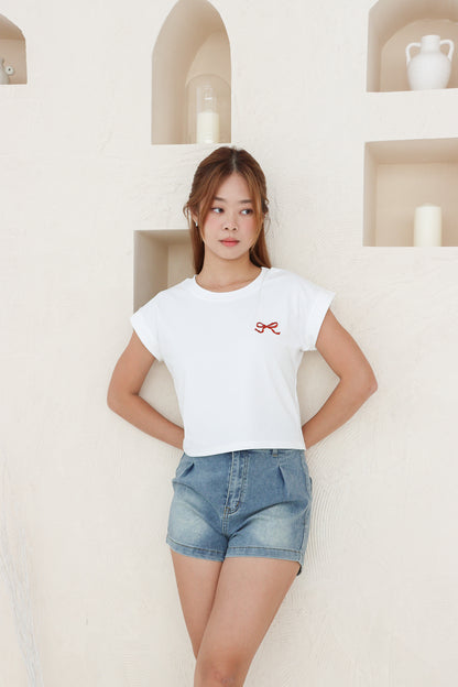 Brenda High Waisted Shorts in Light Denim