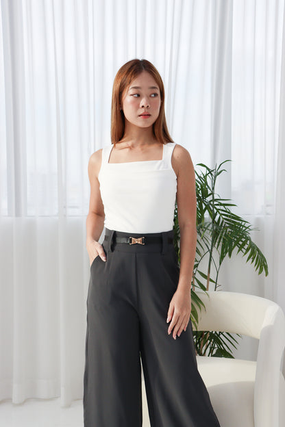 Elma Classic Square Neck Top in White