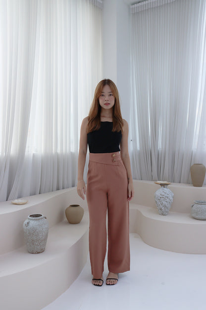 Melina High-Waist Butterfly Charm Pants in Brick