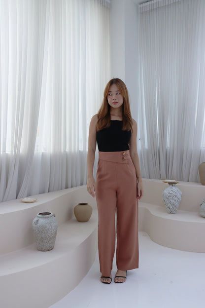 Melina High-Waist Butterfly Charm Pants in Brick