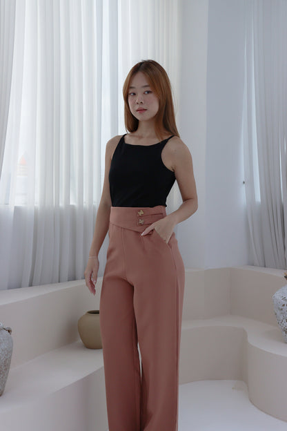 Melina High-Waist Butterfly Charm Pants in Brick