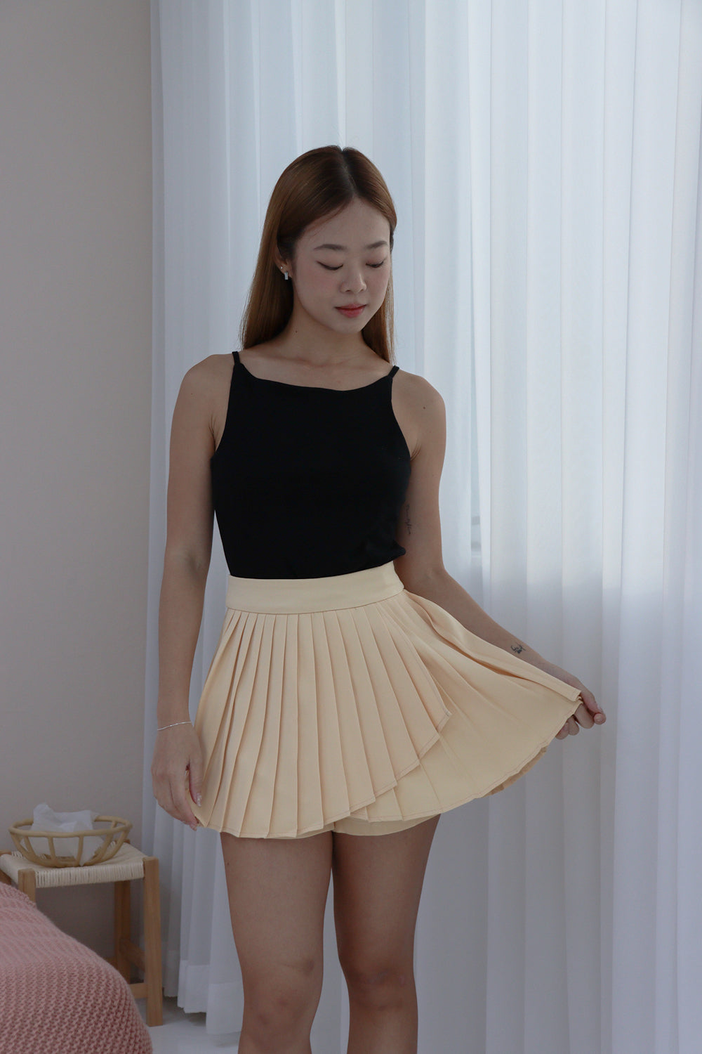 AVERYDAY Chanice Pleated Skorts in Cream