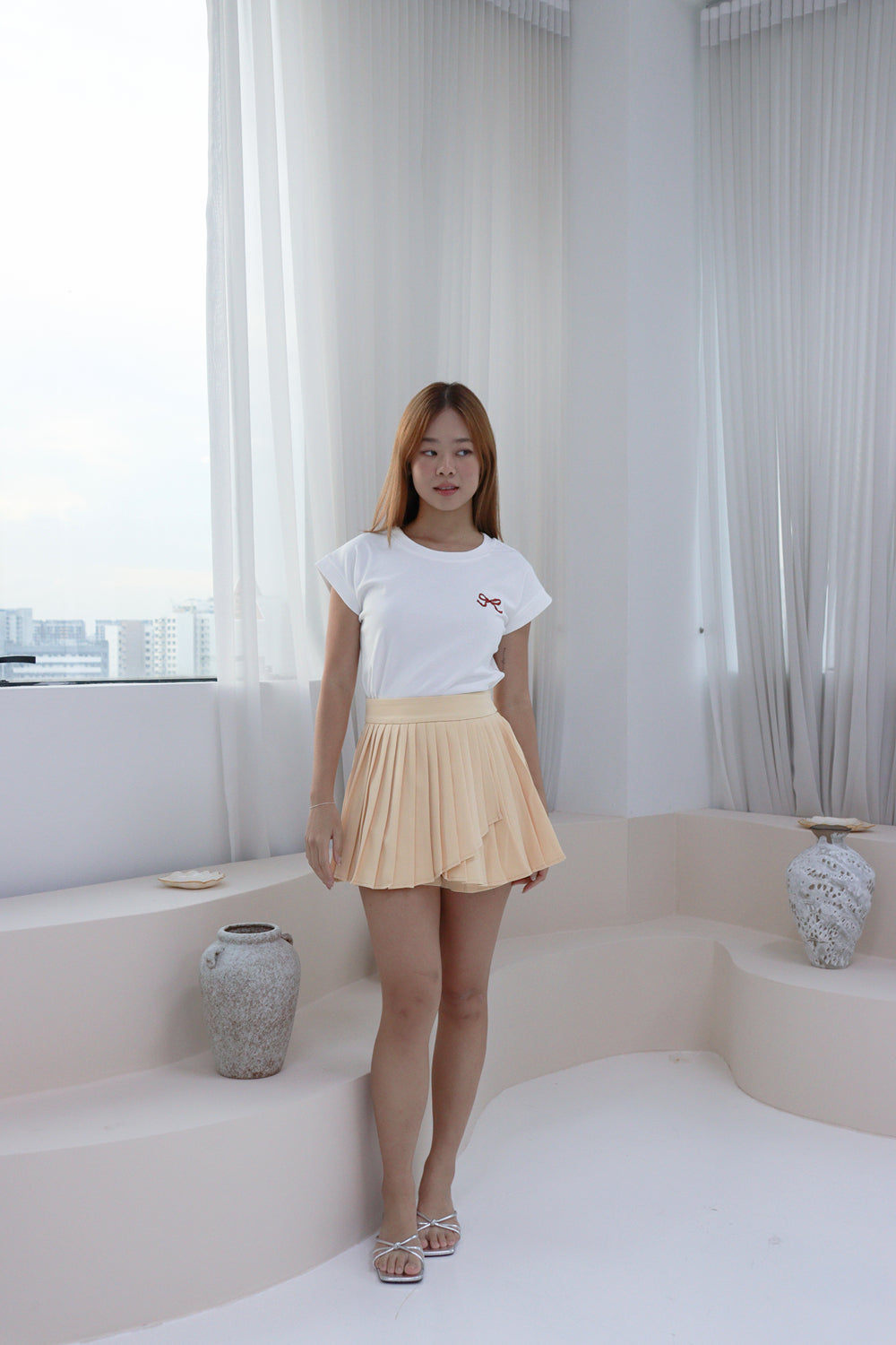 AVERYDAY Chanice Pleated Skorts in Cream