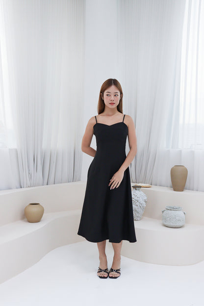 Bella Midi Dress in Black