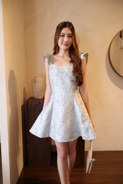 *CNY* Xian Mermaid Flutter Sleeve Dress In Aquamarine (Blue)