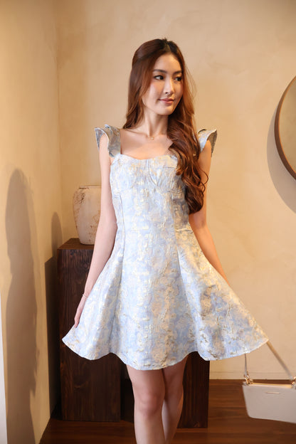 *CNY* Xian Mermaid Flutter Sleeve Dress In Aquamarine (Blue)