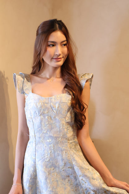 *CNY* Xian Mermaid Flutter Sleeve Dress In Aquamarine (Blue)