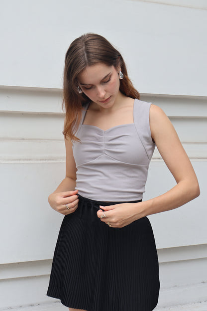 Nessa Ruched Sweetheart Top In Grey