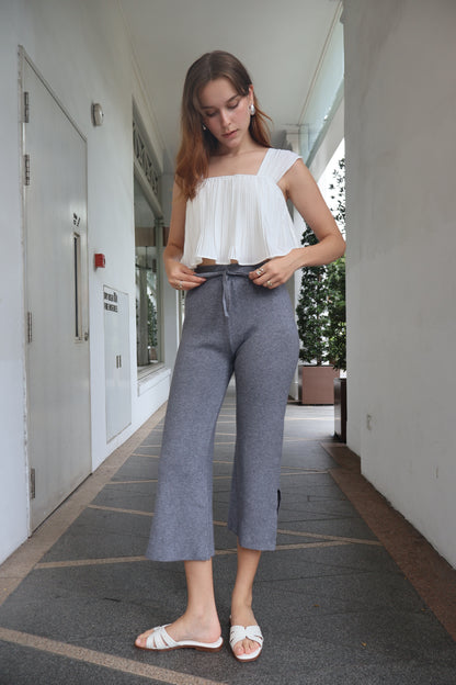 Cynthia Soft Knit Slit Pants in Grey