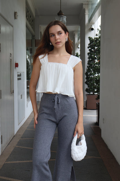 Cynthia Soft Knit Slit Pants in Grey