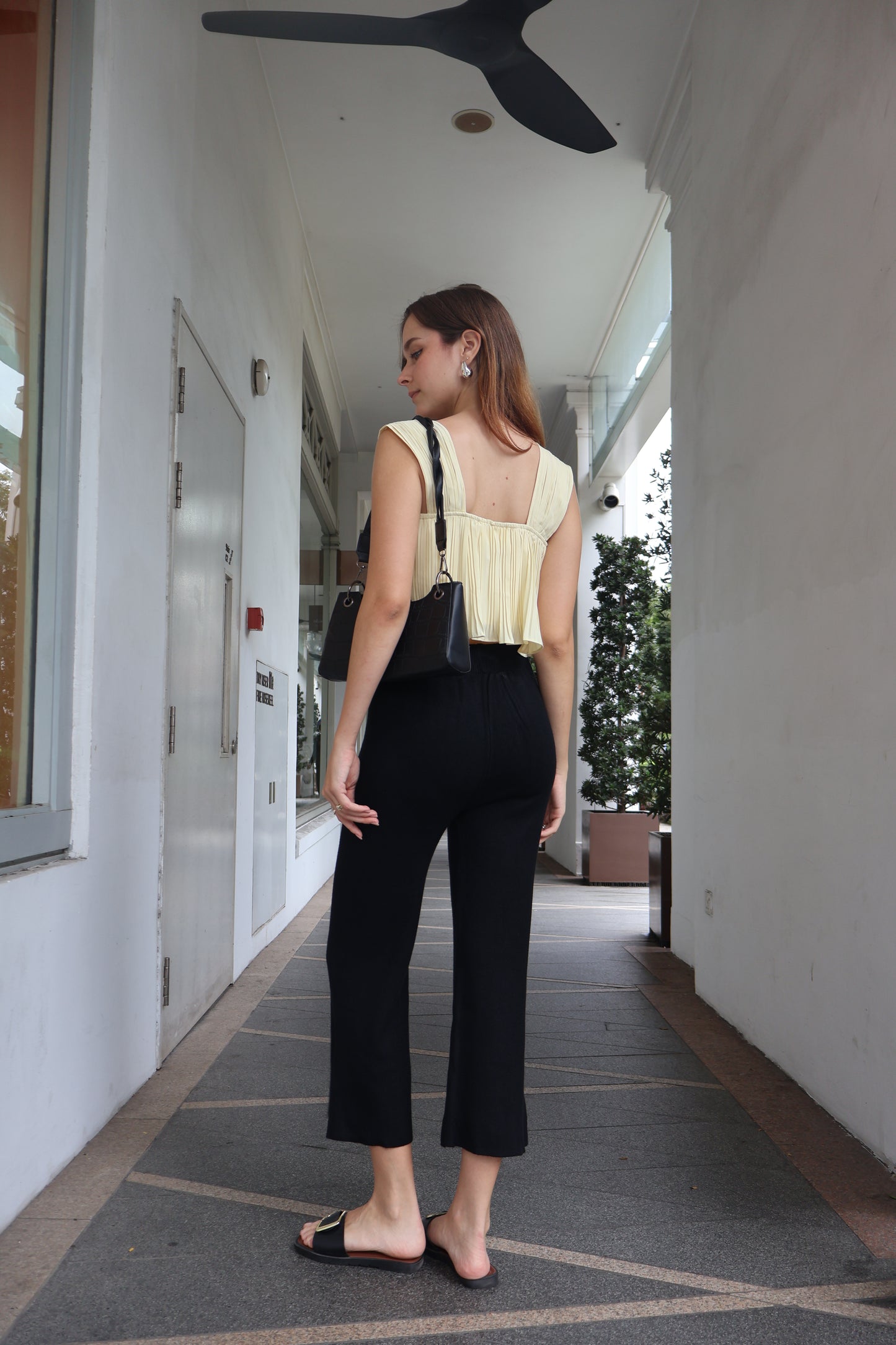 Cynthia Soft Knit Slit Pants in Black