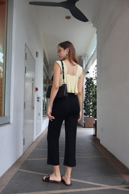 Cynthia Soft Knit Slit Pants in Black
