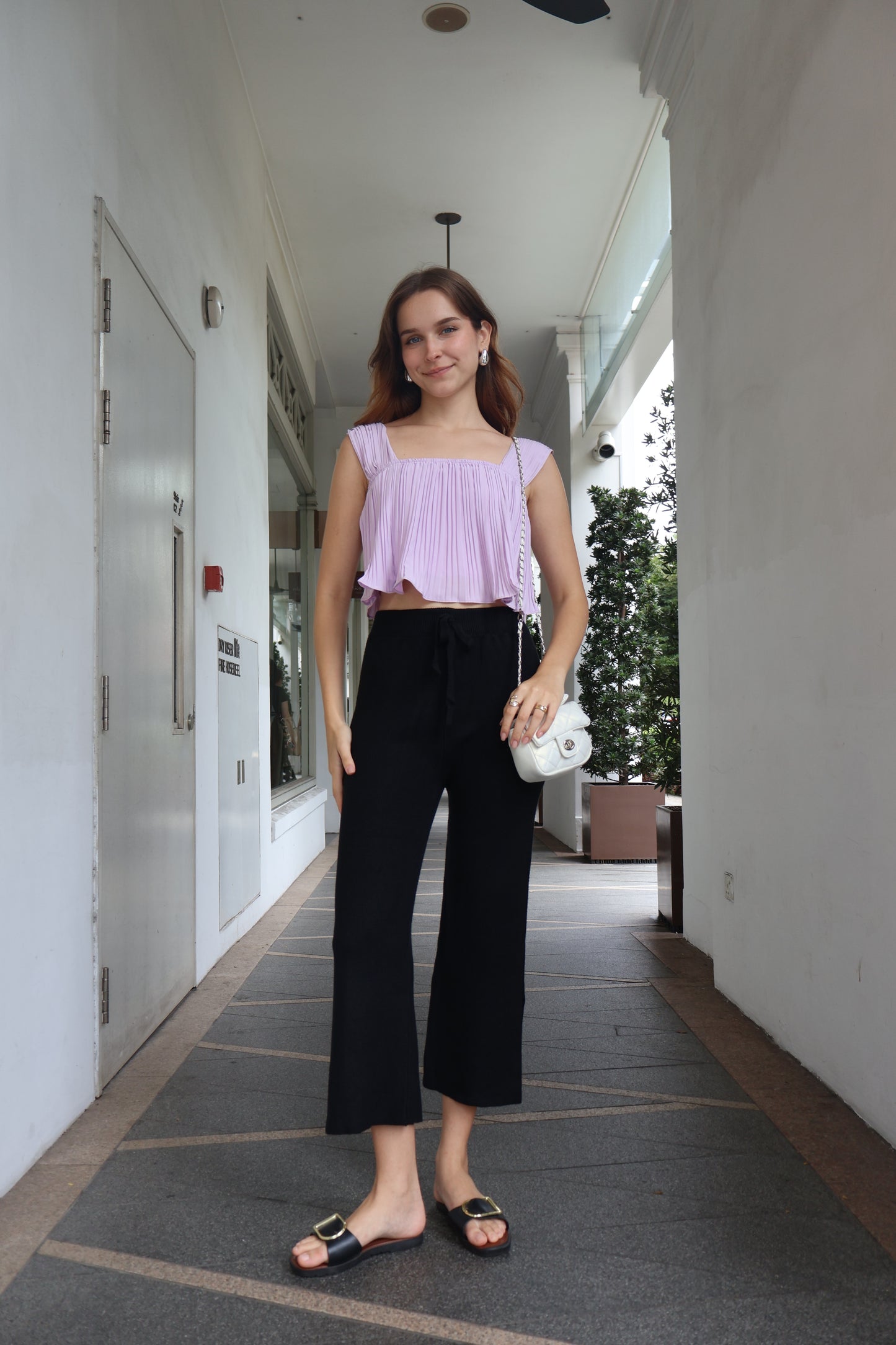 Cynthia Soft Knit Slit Pants in Black