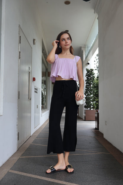 Cynthia Soft Knit Slit Pants in Black