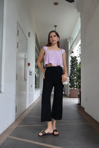 Cynthia Soft Knit Slit Pants in Black