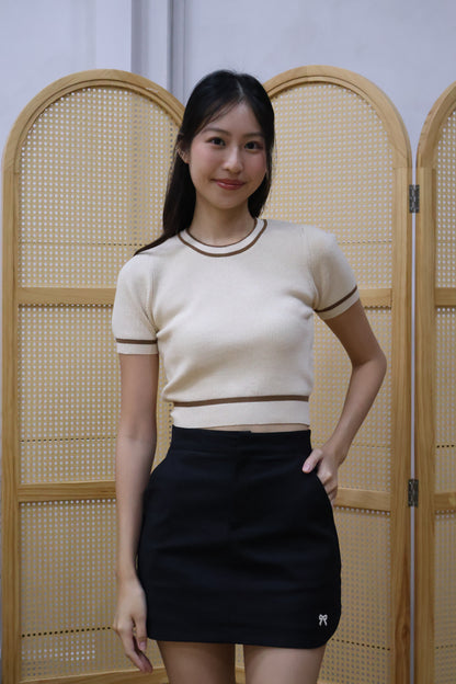 Meryl Ribbon Curve Hem Skorts In Black