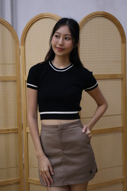 Meryl Ribbon Curve Hem Skorts In Earth