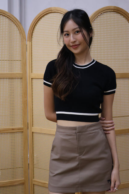 Meryl Ribbon Curve Hem Skorts In Earth