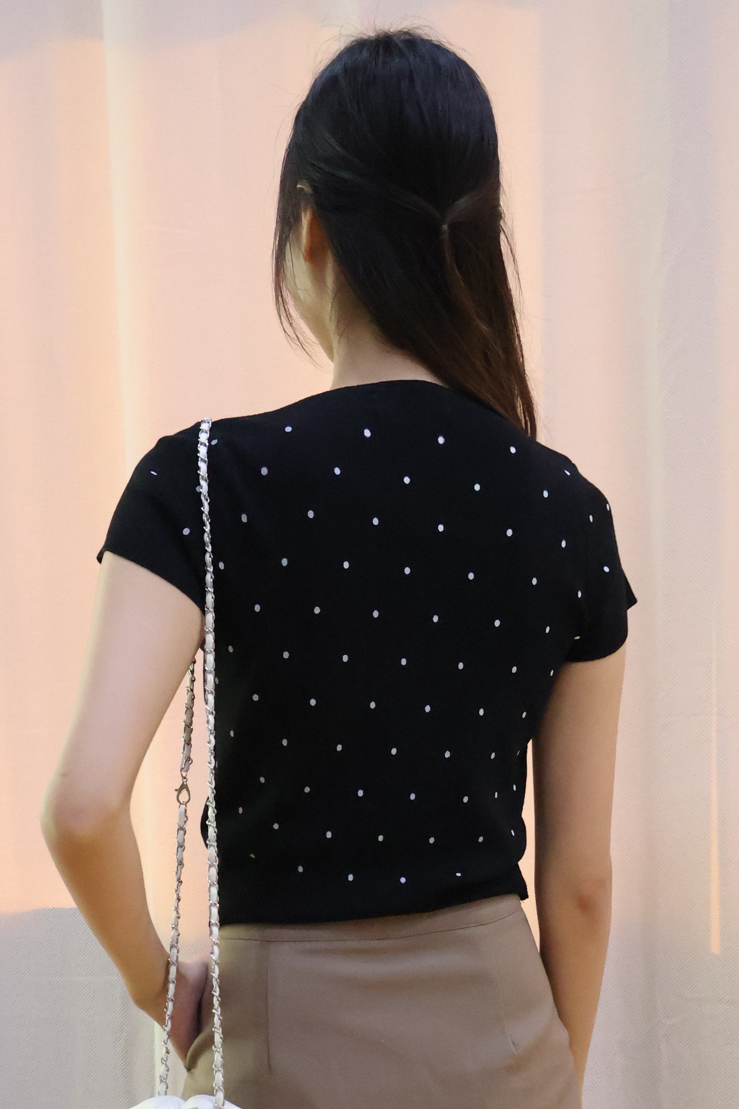 RESTOCKED - Germaine Polka Dotted Soft Knit Top in Black