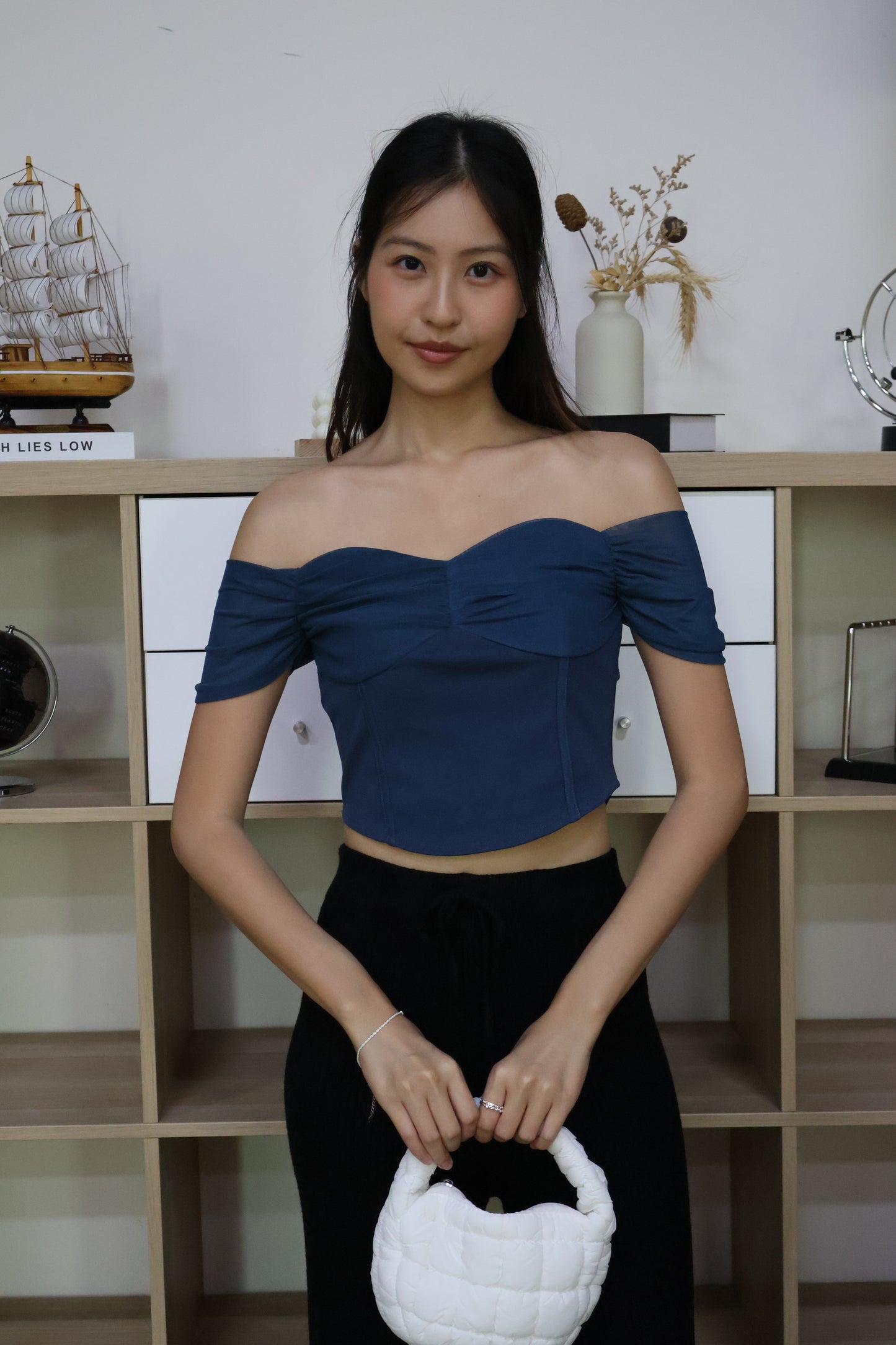 Tisha Mesh Sweetheart Neckline Top In Teal